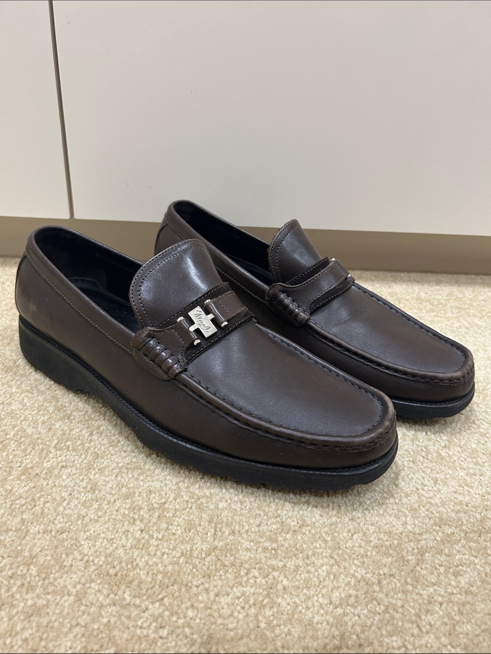 Bruno Magli Dark Brown Leather Bit Loafers